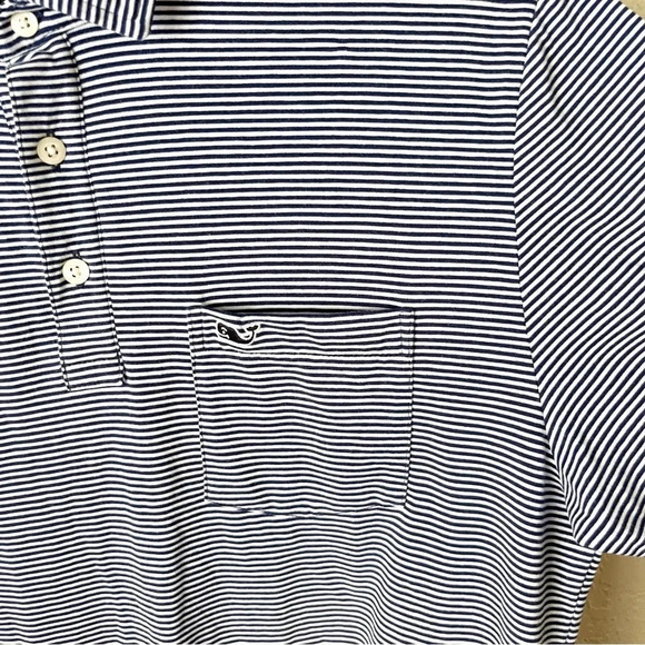 Vineyard Vines Shirt Men's Small Edgartown Polo in Navy Blue Stripe Pima Cotton - Picture 3 of 7